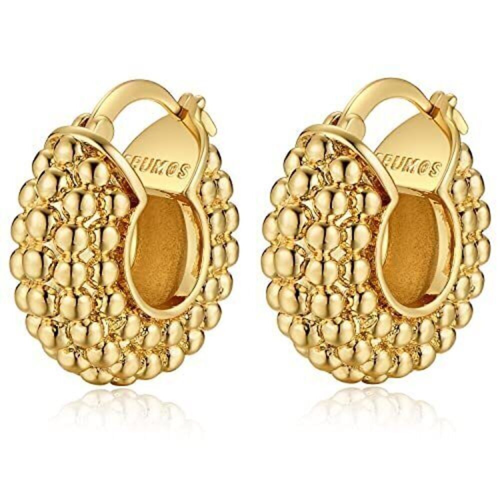 6813 18K Gold Plated Chunky Hoop Earrings Fashion Thick Gold Hoops Earrings